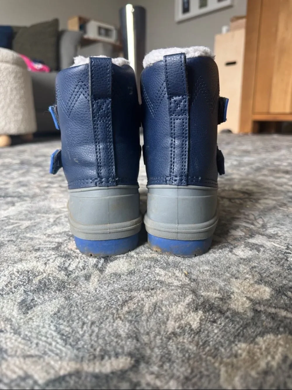 Cat & Jack Navy and Gray Kids Waterproof Winter Boots